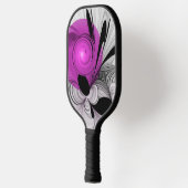 Abstract zwart grijs met magenta fractal art pickleball paddle (Links)