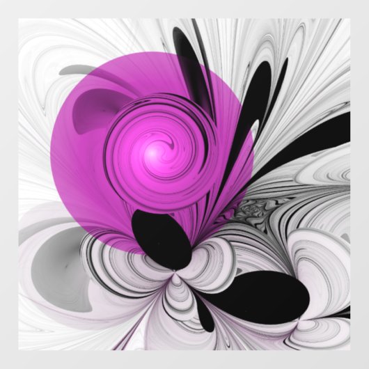 Abstract zwart grijs met magenta fractal art raamsticker (Vel)