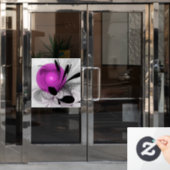Abstract zwart grijs met magenta fractal art raamsticker (Kantoordeur)