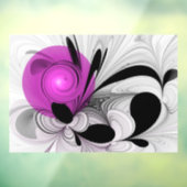Abstract zwart grijs met magenta fractal art raamsticker (Vel 3)