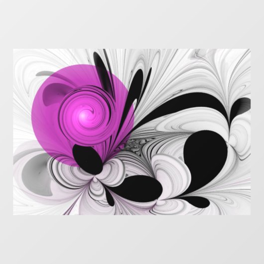 Abstract zwart grijs met magenta fractal art raamsticker (Vel)