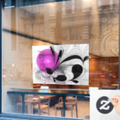 Abstract zwart grijs met magenta fractal art raamsticker (Cafe Raam)