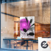 Abstract zwart grijs met magenta fractal art raamsticker (Cafe Raam)