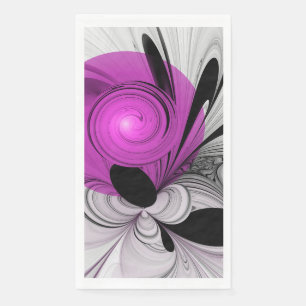 Abstract zwart grijs met magenta fractal art servet