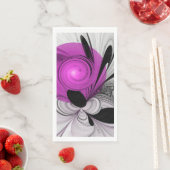 Abstract zwart grijs met magenta fractal art servet (Insitu)