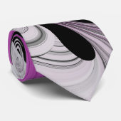 Abstract zwart grijs met magenta fractal art stropdas (Opgerold)