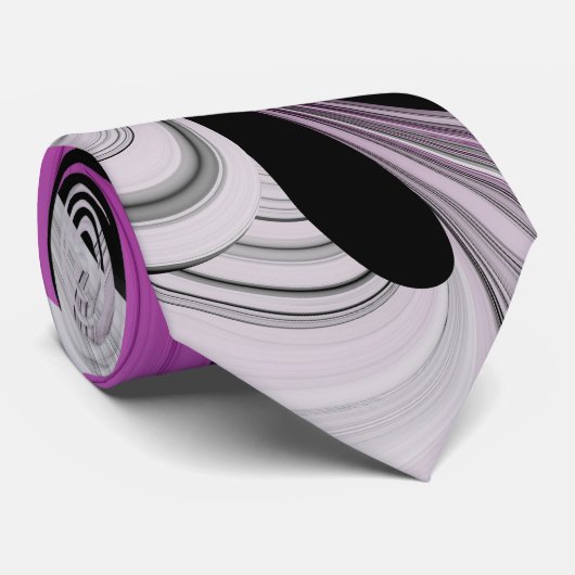 Abstract zwart grijs met magenta fractal art stropdas (Opgerold)