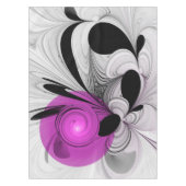 Abstract zwart grijs met magenta fractal art tafelkleed (Voorkant)