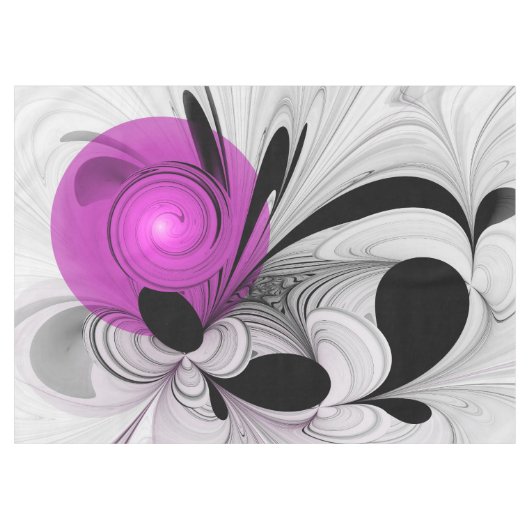 Abstract zwart grijs met magenta fractal art tafelkleed (Voorkant (Horizontaal))
