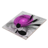 Abstract zwart grijs met magenta fractal art tegeltje (Zijkant)