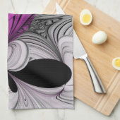 Abstract zwart grijs met magenta fractal art theedoek (Quarter Fold)