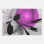 Abstract zwart grijs met magenta fractal art theedoek (Horizontaal)
