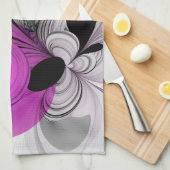 Abstract zwart grijs met magenta fractal art theedoek (Quarter Fold)