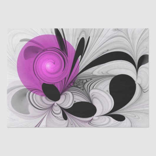 Abstract zwart grijs met magenta fractal art tissuepapier (Voorkant)