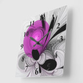 Abstract zwart grijs met magenta fractal art vierkante klok (Hoek)