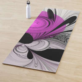Abstract zwart grijs met magenta fractal art yogamat