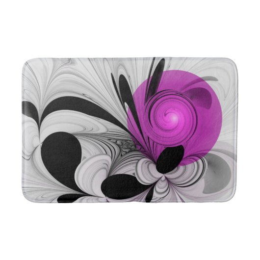 Abstract zwart grijs met magenta fractale kunst badmat (Voorkant)