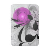 Abstract zwart grijs met magenta fractale kunst badmat (Voorkant Verticaal)