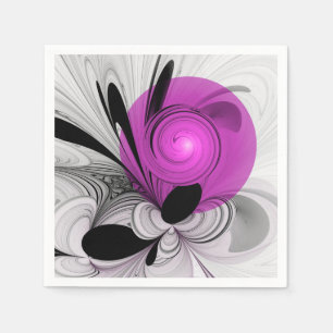 Abstract zwart grijs met magenta fractale kunst servet