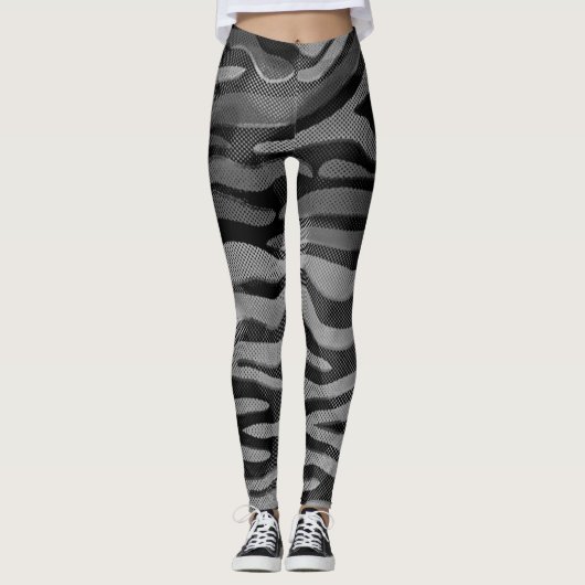 Abstract Zwart, Grijs, Zilveren Leggings (Voorkant)