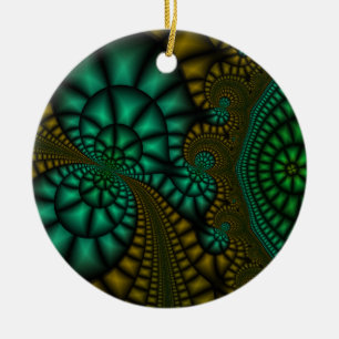 Abstract zwart, groen, en goudornament keramisch ornament