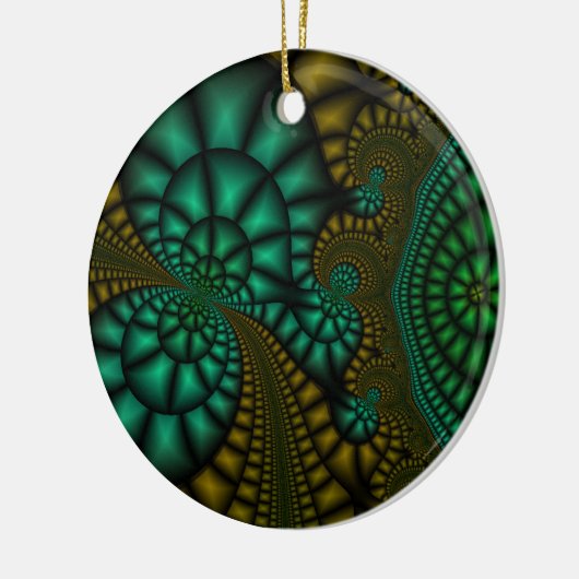 Abstract zwart, groen, en goudornament keramisch ornament (Links)