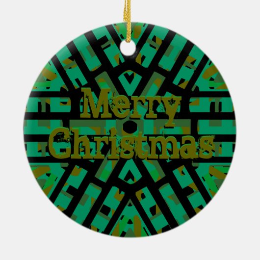 Abstract zwart, groen, en goudornament keramisch ornament (Achterkant)