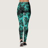 Abstract zwart groen fractaal patroon leggings (Achterkant)