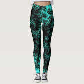 Abstract zwart groen fractaal patroon leggings (Voorkant)