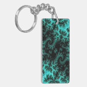 Abstract zwart groen fractaal patroon sleutelhanger (Voorkant Links)
