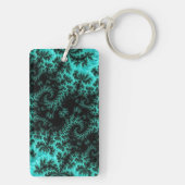 Abstract zwart groen fractaal patroon sleutelhanger (achterkant)