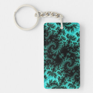 Abstract zwart groen fractaal patroon sleutelhanger