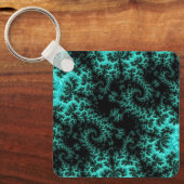 Abstract zwart groen fractaal patroon sleutelhanger (Voorkant)