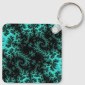 Abstract zwart groen fractaal patroon sleutelhanger (Achterkant)