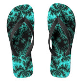 Abstract zwart groen fractaal patroon teenslippers (Voetbed)
