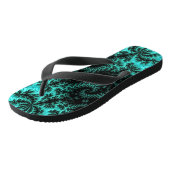 Abstract zwart groen fractaal patroon teenslippers (Schuin)