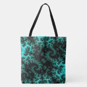 Abstract zwart groen fractaal patroon tote bag (Voorkant)