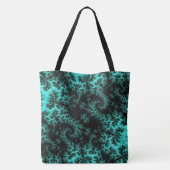 Abstract zwart groen fractaal patroon tote bag (Achterkant)