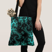 Abstract zwart groen fractaal patroon tote bag (Dichtbij)