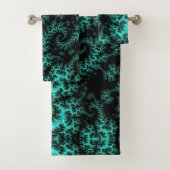 Abstract Zwart Groen Fractal Bad Handdoek (Insitu)