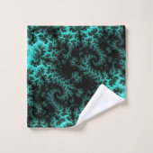 Abstract Zwart Groen Fractal Bad Handdoek (Wasdoekje)