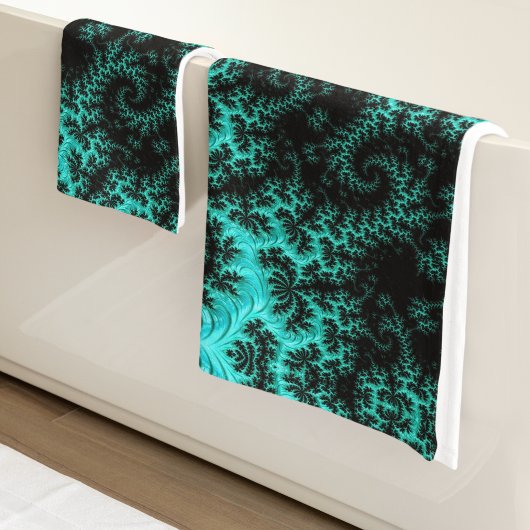 Abstract Zwart Groen Fractal Bad Handdoek