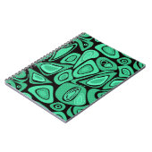 Abstract, zwart, groen, retro notitieboek (Linkerzijde)