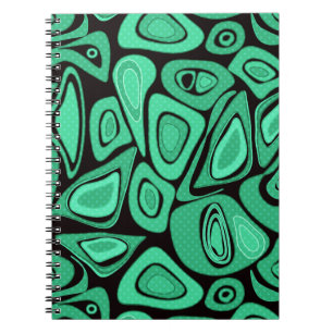 Abstract, zwart, groen, retro notitieboek