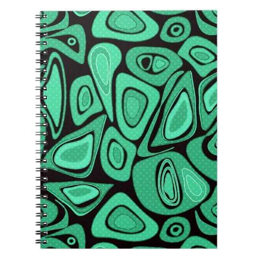 Abstract, zwart, groen, retro notitieboek (Voorkant)
