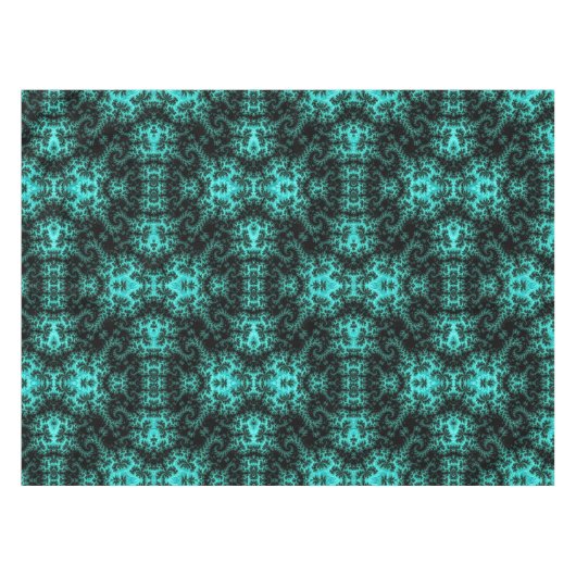 Abstract Zwart Groen symmetrisch Fractal Tafelkleed (Voorkant (Horizontaal))