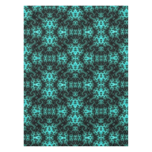Abstract Zwart Groen symmetrisch Fractal Tafelkleed (Voorkant)