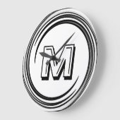 Abstract zwart ijzermonogram grote klok (Hoek)
