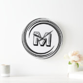 Abstract zwart ijzermonogram grote klok (Huis)