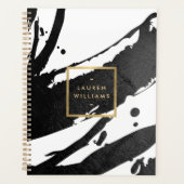 Abstract Zwart Inkt Brushstrokes Afsprakenboek Planner (Voorkant)